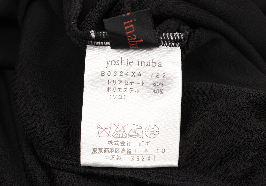 YOSHIE INABA L'EQUIPE JAPAN. Black Acetate Poly Gather Dress