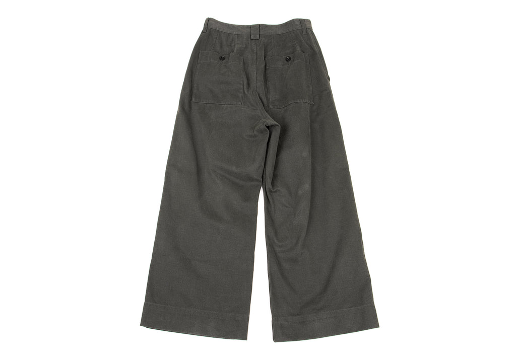 MARGARET HOWELL MHL. Tokyo/London. Charcoal Cotton Moleskin Wide Pants