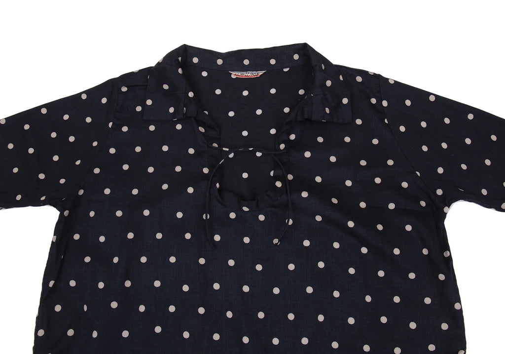 45rpm 45R umii908 Japan. Navy, Grey Cotton Dot Printed Blouse