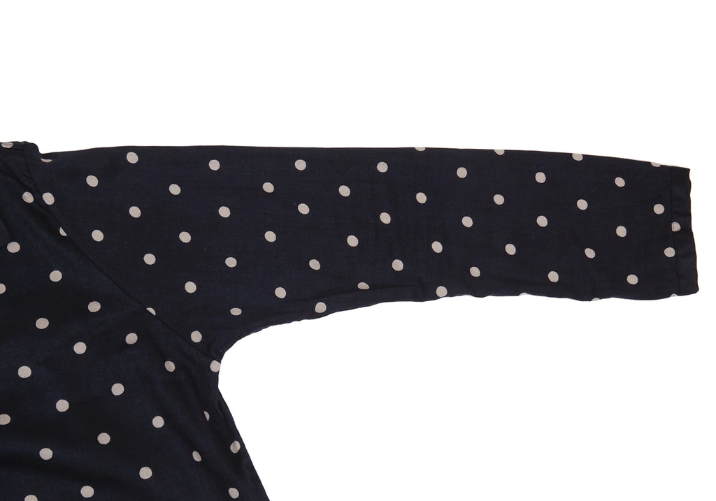 45rpm 45R umii908 Japan. Navy, Grey Cotton Dot Printed Blouse