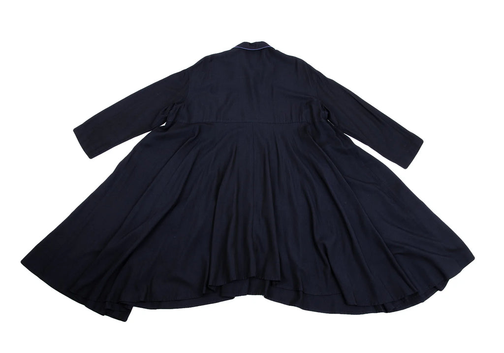 ROMEO GIGLI ITALY. Navy Piping Rayon Drape Shirt Dress