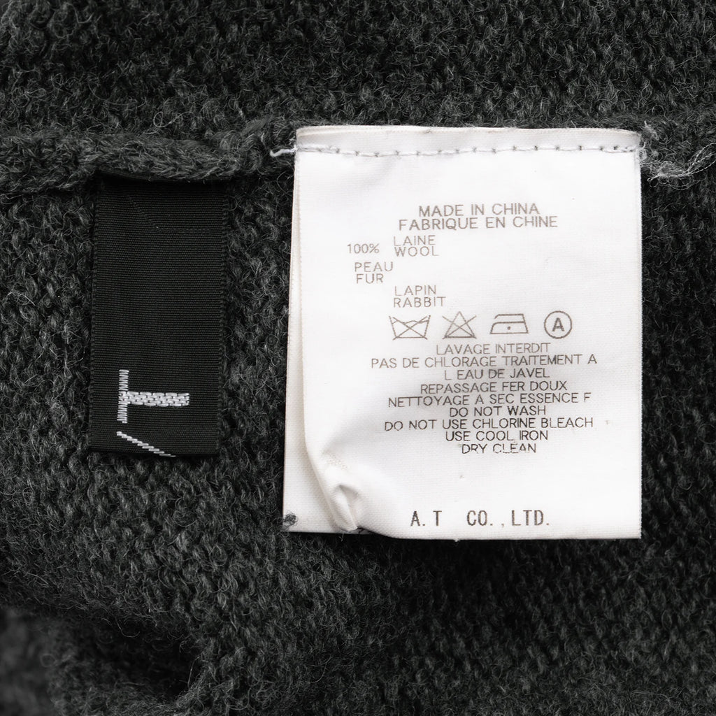 A/T ATSURO TAYAMA. Grey Open Knit Front and Back Long Cardigan w/Hood