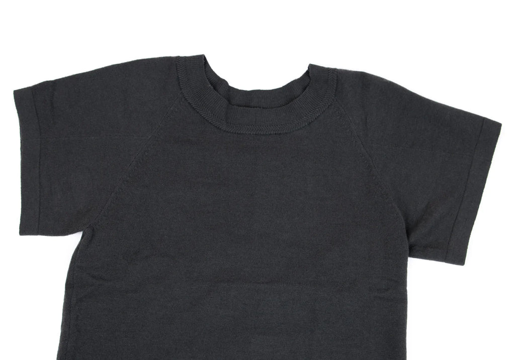 ISSEY MIYAKE JAPAN. zucca Dyed Charcoal Color Wool Short Sleeves Knit Sweater