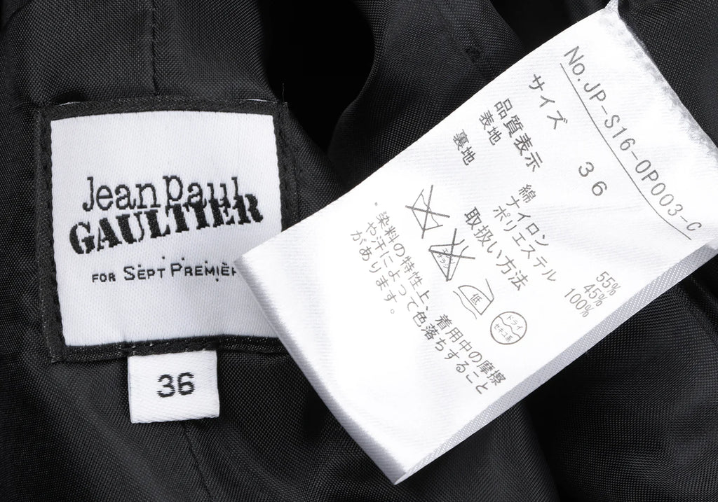 Jean Paul GAULTIER FOR SEPT PREMIERES PARIS. Black Cotton Nylon Sleeveless Zip Dress