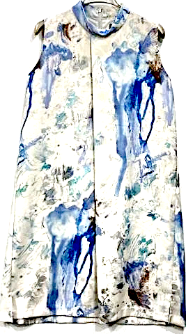 UNITED TOKYO JAPAN. Vintage Blue Abstract Print Sleeveless Dress