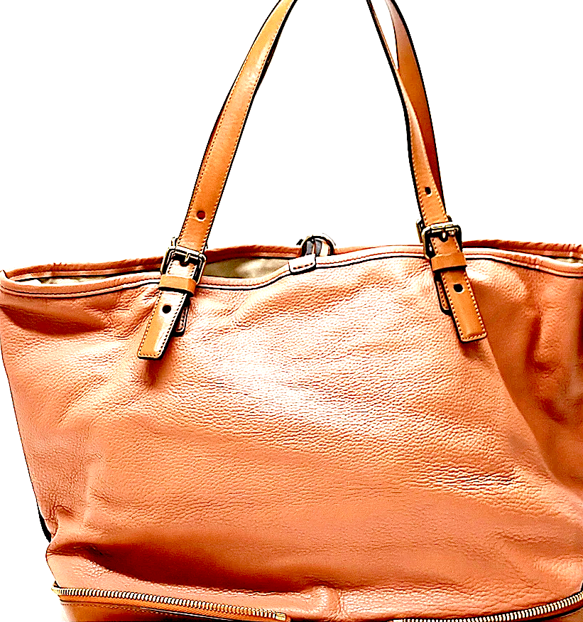 Chloe Paris. Burnt Sienna Color Leather Rare Zipper Shoulder Bag / Tote Bag