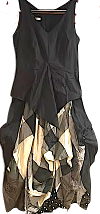 GESINE MORITZ. GERMANY. Avant Garde 1990's Designer. Black Maxi Tank Dress with Plaid Ruffles Front