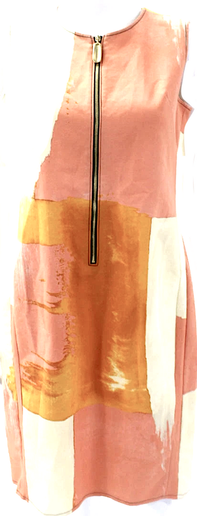 Donna Karan NY. Multi-Color Round Neck Sleeveless Midi Dress