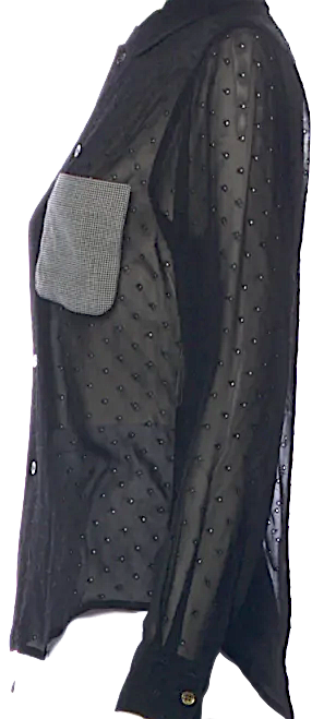 Comme des Garçons Comme des Garçons Japan. Black Viscose Long Sleeve Button-Up Top