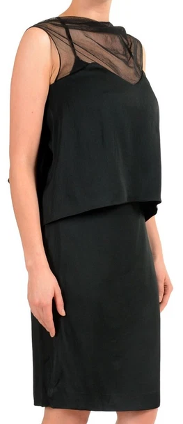 Maison Margiela Paris. NEW. NWOT. Black Silk Sleeveless Sheath Dress