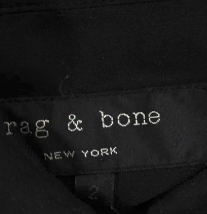 Rag & Bone NY. Black Silk Long Slevee Button Up Shirt Dress