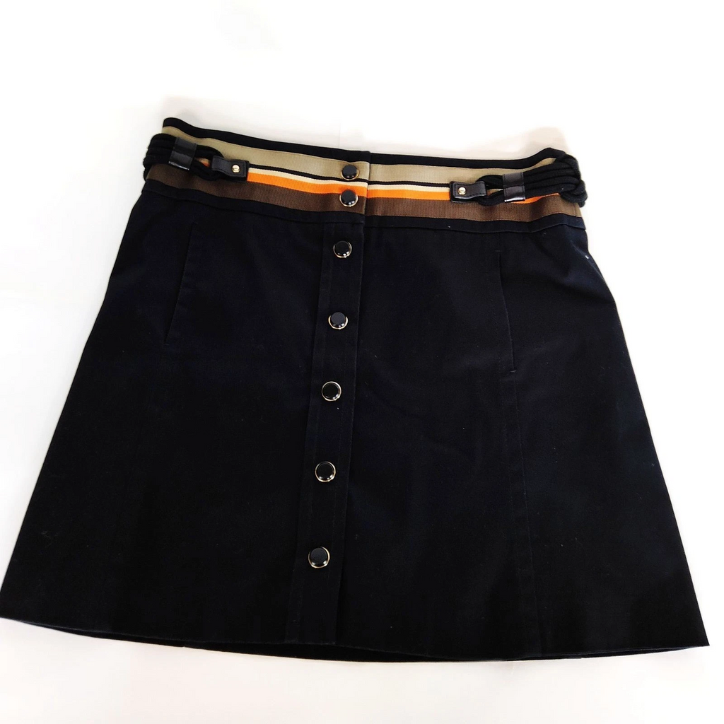 Gucci Italy. Vintage Black Cotton Polyurethane Skirt