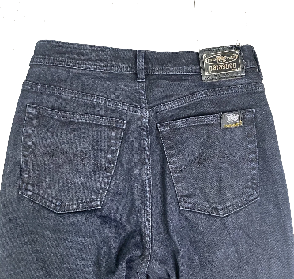 Parasuco Italy. Black Denim Y2k Vintage Low Rise Flare Stretch Jeans
