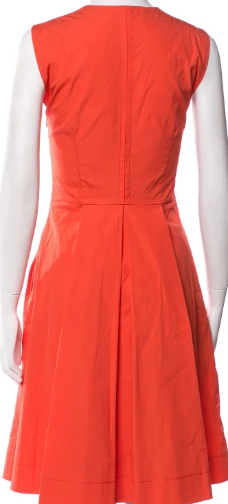 Blumarine ITALY. By Anna Molinari Cotton Blend V-Neck Knee-Length Dress