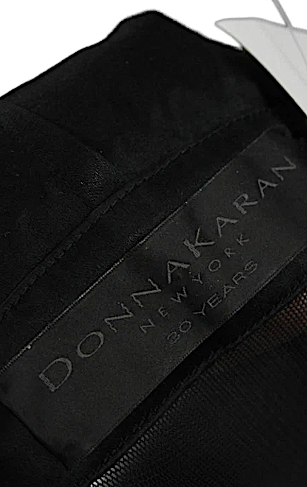 Donna Karan. Black Collared Button Cotton/Nylon Long Sleeve Blazer