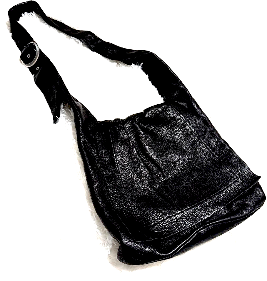 MICHIAMO JAPAN. Black Pebbled Leather Shoulder