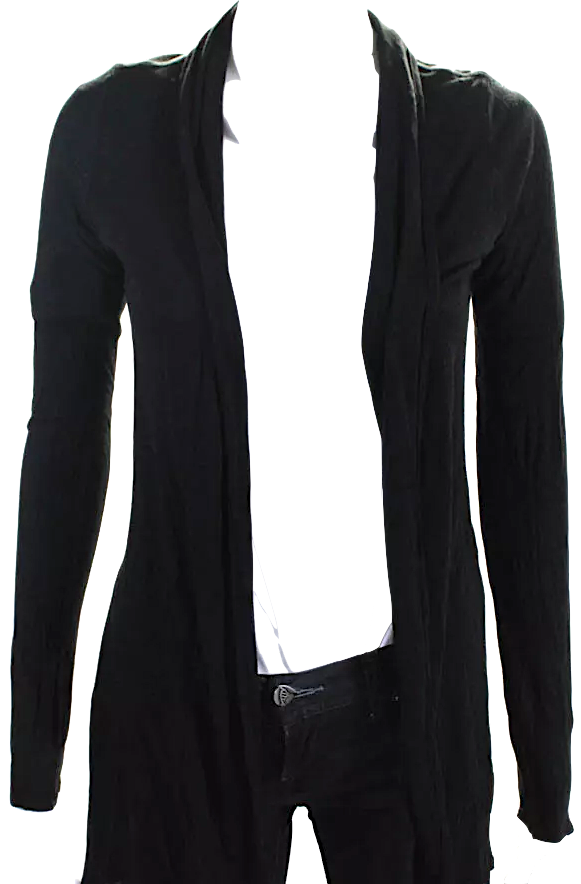 The Row NY. Viscose Blend Black Open Front Long Sleeves Cardigan Top