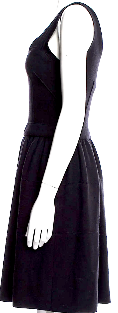 Prada Italy. Black Viscose/Poly Blend Knee-Length Dress