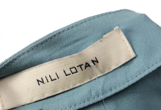 Nili Lotan NY. Teal Blue Pleated Detail Silk Spaghetti Strap Button Down Blouse