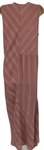 Humanoid Amsterdam.Sleeveless boxy long wide pink stripe silky Sieko maxi dress
