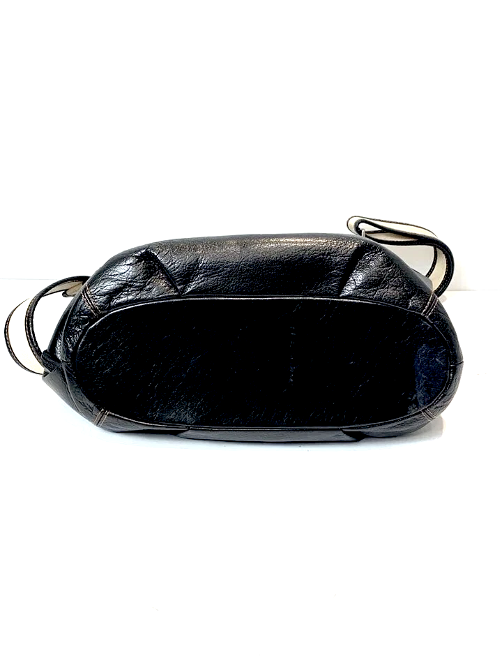 Kitamura Japan. Black Pebbled Leather Shoulder Bag w/Long Attachable Strap
