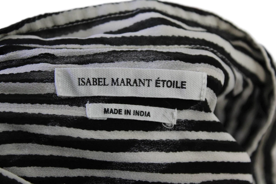 Etoile Isabel Marant Paris. Black/White Viscose Striped Long Sleeves Blouse