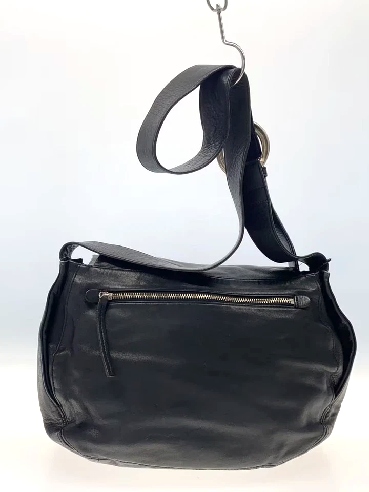 Michiamo Japan. Vintage Black Leather Flap Messenger Style Long Strap Shoulder Bag