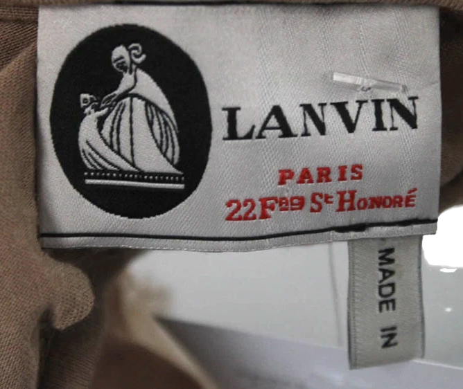 Lanvin Paris. Beige Viscose Short Sleeve Midi Sheath Dress