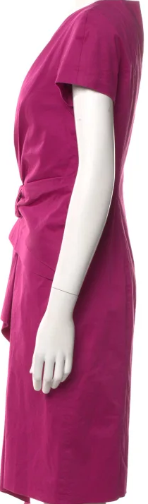 Alberta Ferretti Italy. Dark Violet V-Neck Knee-Length Sheath Dress