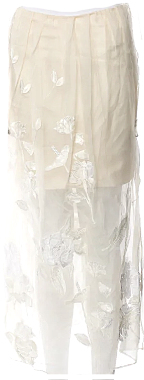 Blumarine Italy. Anna Molinari. White Lace Pattern Midi Length Skirt