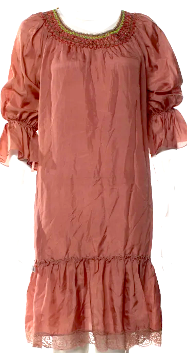 Blumarine Italy. By Anna Molinari Silk Scoop Neck Knee-Length Dress
