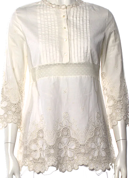 Blumarine Italy. Anna Molinari. Neutrals Three-Quarter Sleeve Blouse