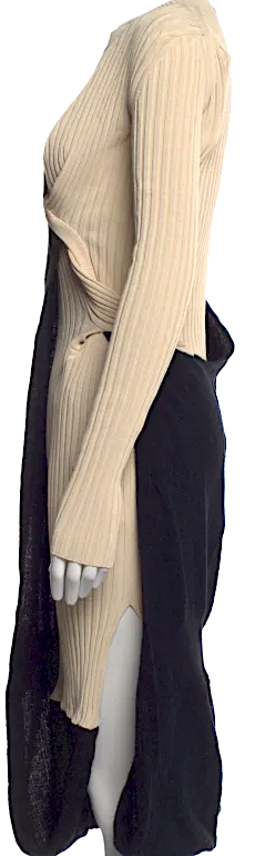 Bottega Veneta ITALY. Designer: Daniel Lee. Knit Colorblock Pattern Midi Length Dress