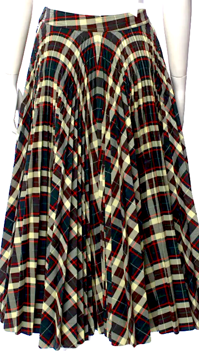 Calvin Klein/RAF SIMONS 205W39NYC. Plaid Print Midi Length Skirt