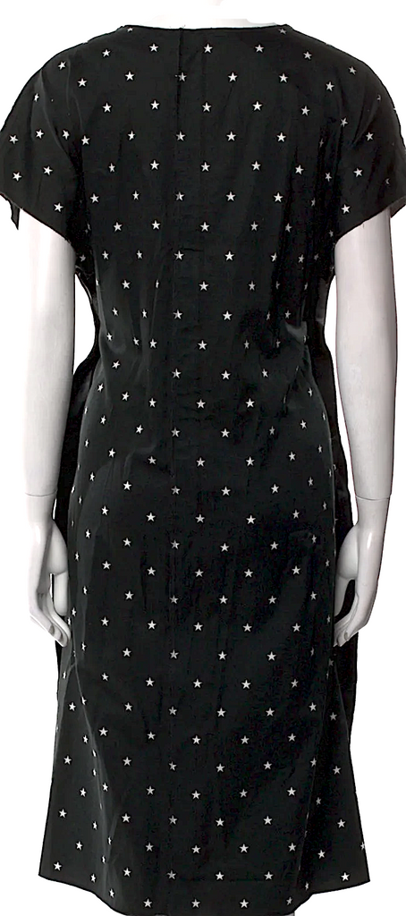 Comme des Garçons Japan. Black Cotton Printed Midi Length Dress