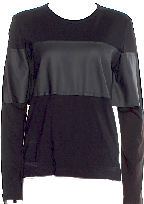 Comme des Garçons Japan. Black Cotton Blend Crew Neck Long Sleeve Top