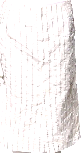 Comme des Garçons Japan. Vintage 1980s Striped Polytech Knee-Length Skirt