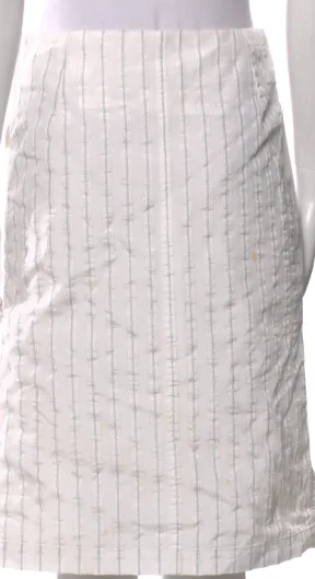 Comme des Garçons Japan. Vintage 1980s Striped Polytech Knee-Length Skirt