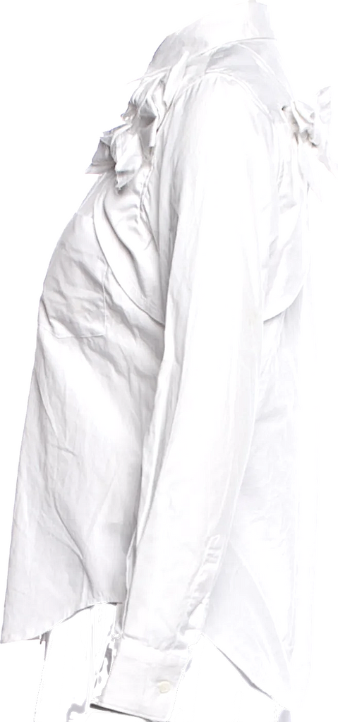 Comme des Garçons Japan. White Long Sleeve Button-Up Top w/Embellishment