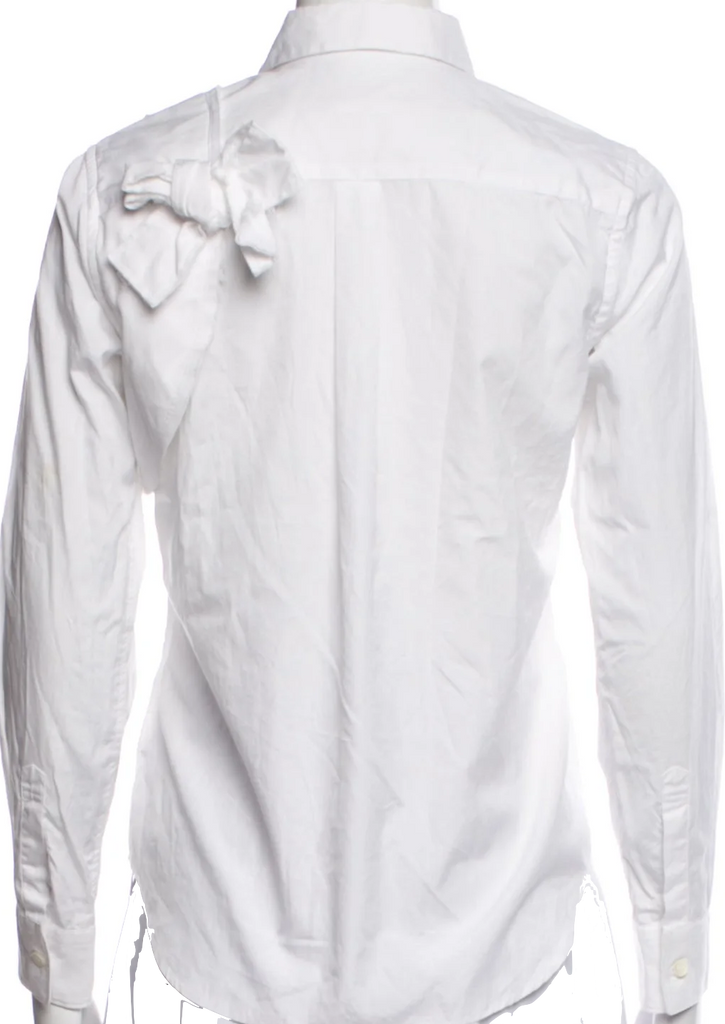 Comme des Garçons Japan. White Long Sleeve Button-Up Top w/Embellishment