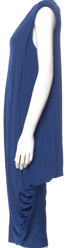 Donna Karan NY. Blue V-Neck Midi Length Dress
