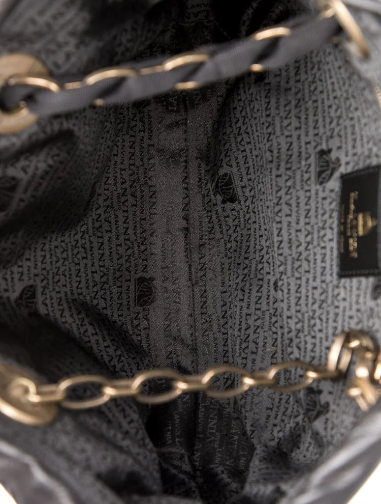 Lanvin Paris. Black Leather Shoulder Bag