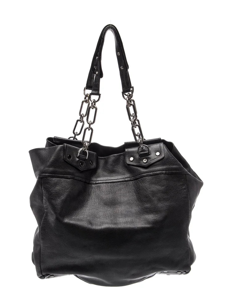 Lanvin Paris. Vintage XL Black Leather Shoulder Bag