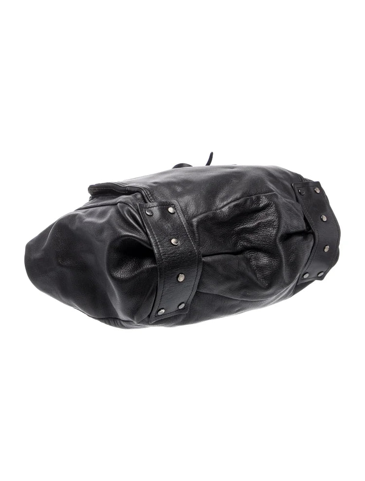Lanvin Paris. Vintage XL Black Leather Shoulder Bag