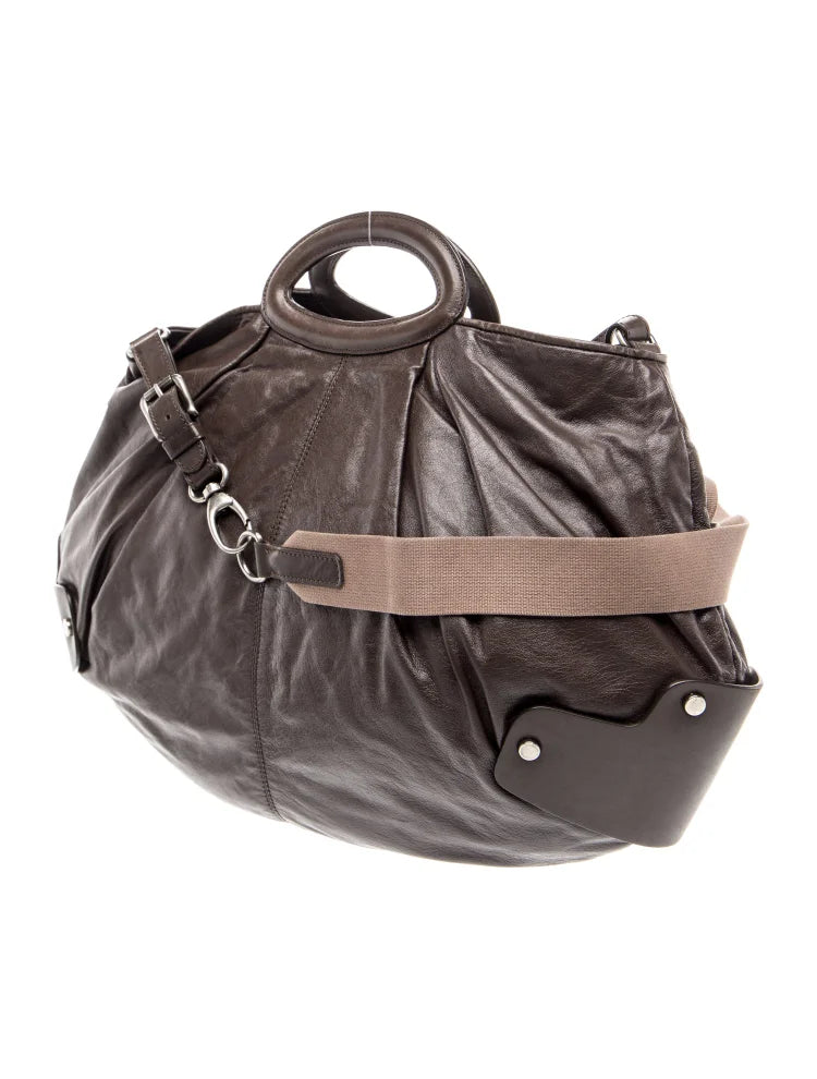 Marni Italy. Brown Leather Top Handle Shoulder Bag