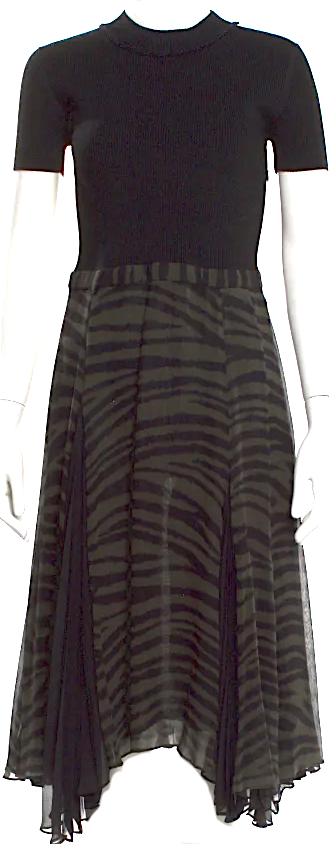 Proenza Schouler NY. Black Silk Midi Length Dress