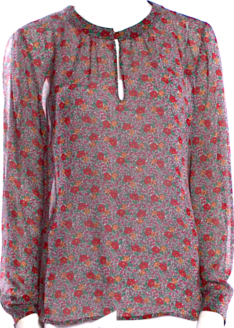 Saint Laurent Paris. 2015 SS Collection Silk Floral Print Blouse