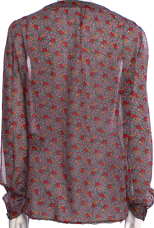 Saint Laurent Paris. 2015 SS Collection Silk Floral Print Blouse