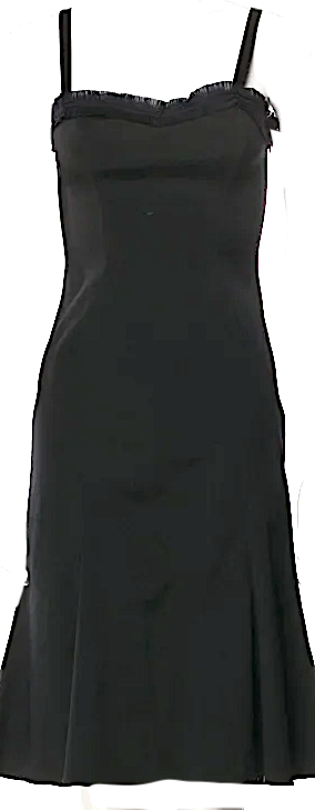 Anna Molinari Italy. Black Acetate/Spandex Blend Square Neckline Midi Length Dress