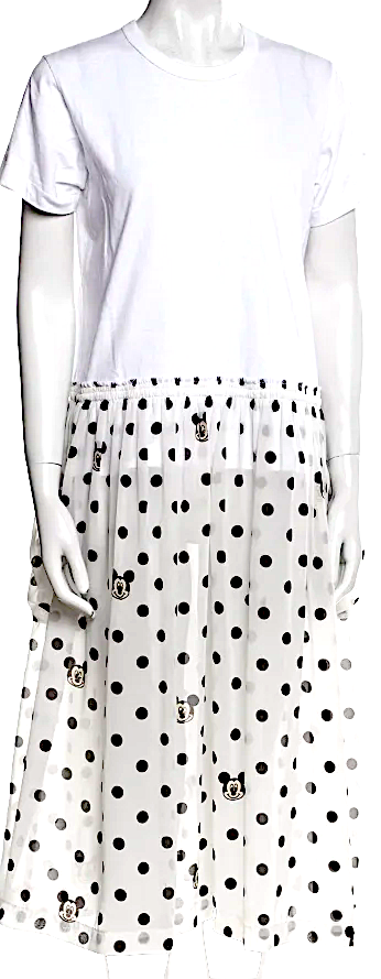 Comme des Garçons Japan. GIRL LINE. B/W Polka Dot Print Midi Length Dress
